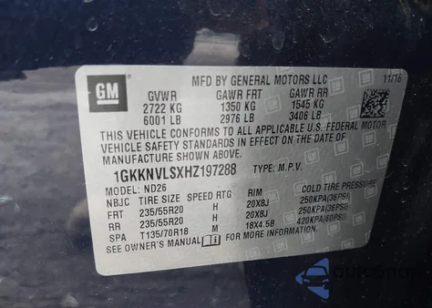 2017 GMC Acadia Slt-1 from USA, damaged, VIN 1GKKNVLSXHZ197288